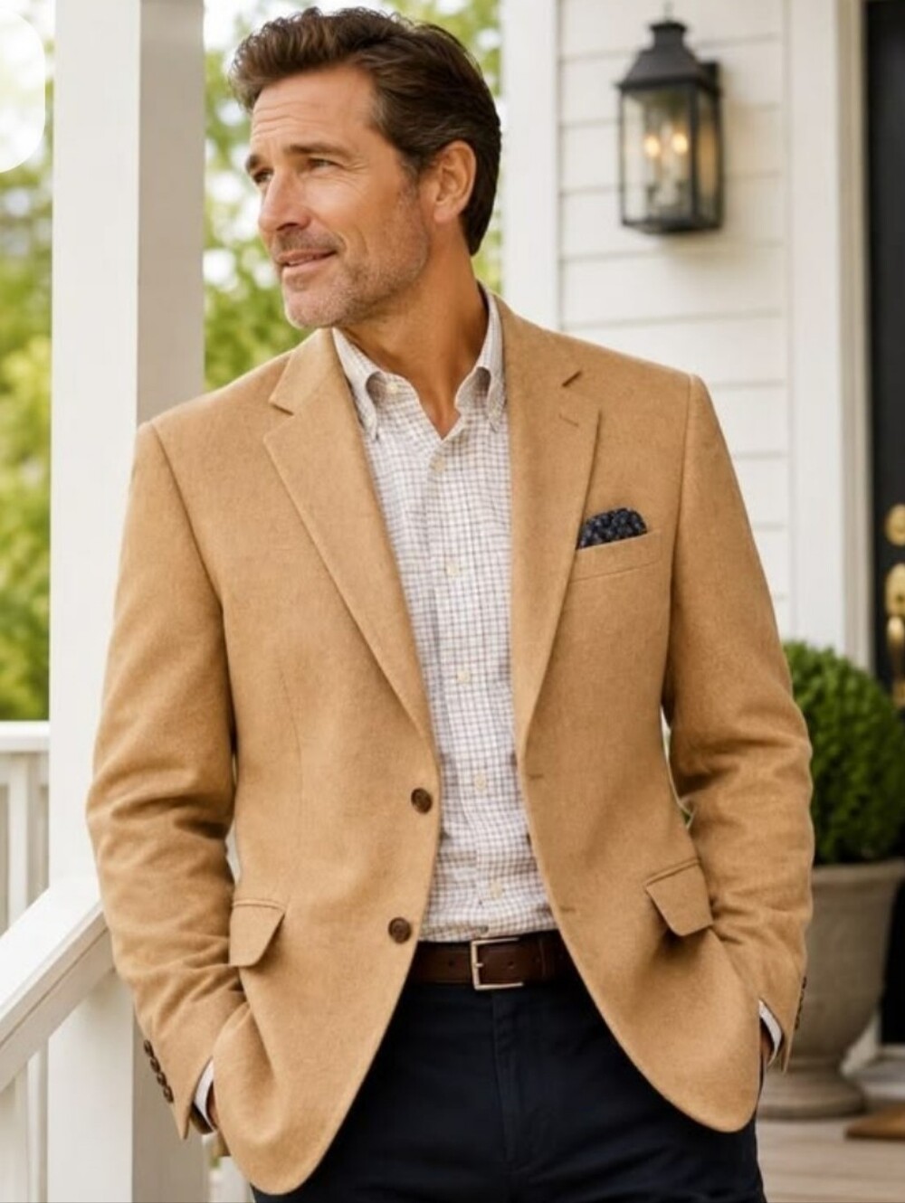 100% CASHMERE TAN SPORT COAT BLAZER